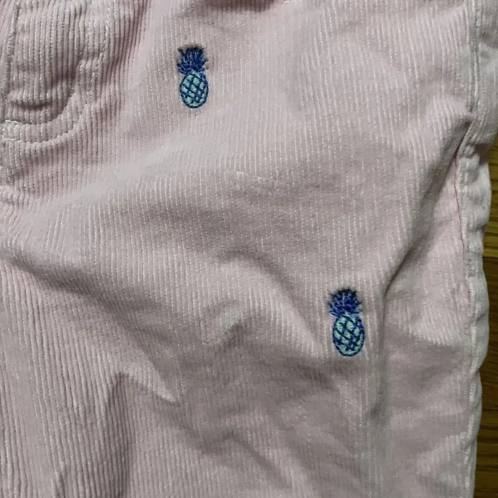 Girl's Vineyard Vines Pink Corduroy Pants w/ Blue Embroidered Pineapples - Sz 8 - Picture 3 of 5